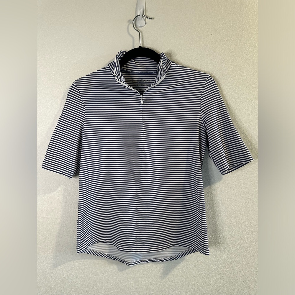 Tommy Bahama Island Zone Quart Zip Half Sleeve Striped Active Top Size XS